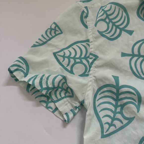 Animal Crossing x Cakeworthy Button Up Shirt Small Teal Leaf All Over Print - Picture 4 of 9